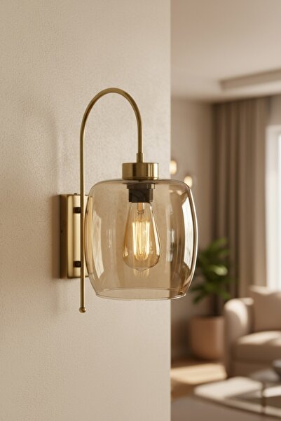 Bamyum Pearl Bal Rengi Cam Aplik Duvar Lambası Modern Otel Cafe Vintage Salon Yatak Odası Merdiven Retro