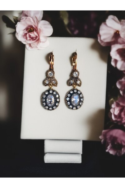 FAYRA ACCESSORIES Oval Zircon Stone Earrings