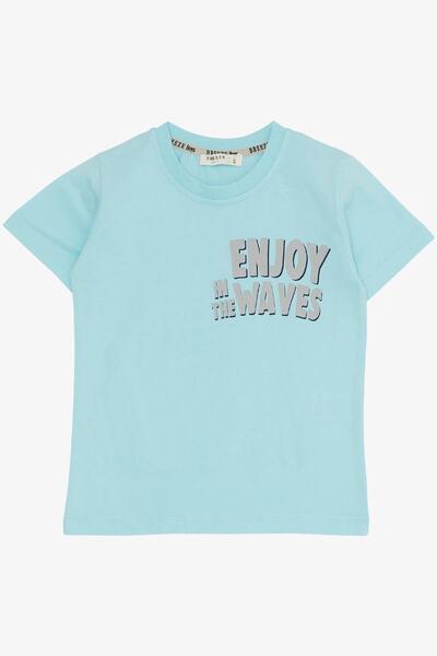 Breeze 3-7 Years Old Boy Shorts Set - Summer Themed, Pineapple Printed, Light Blue