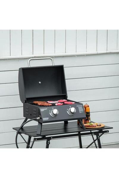 Artool Camping rectangular gas grill, 2 burners, lid with thermometer, 55x46.5x41 cm