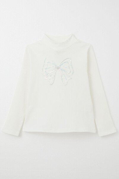 Breeze Μπλουζάκι για κορίτσια 8-14 ετών - Μακρυμάνικο, Φιόγκος από τούλι, Εκρού