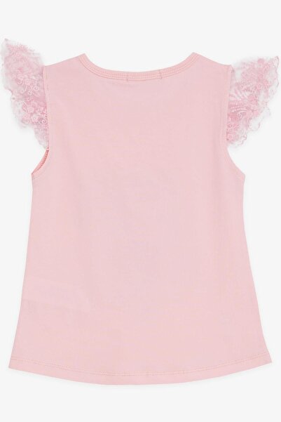 Breeze Girl's T-Shirt Crazy Girl Printed Sleeves with Embroidery Lacing, 1.5-5 Years, Pink