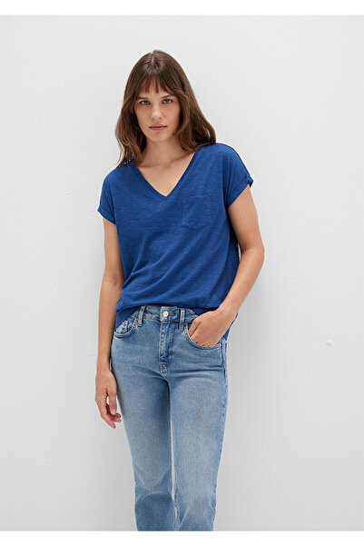 Mavi Marineblaues Basic-T-Shirt mit Taschen, lockere Passform / lockerer, bequemer Schnitt 1600961-30808