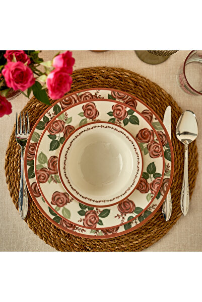 Bella Maison Rose Porselen 24 Parça 6 Kişilik Yemek Takımı