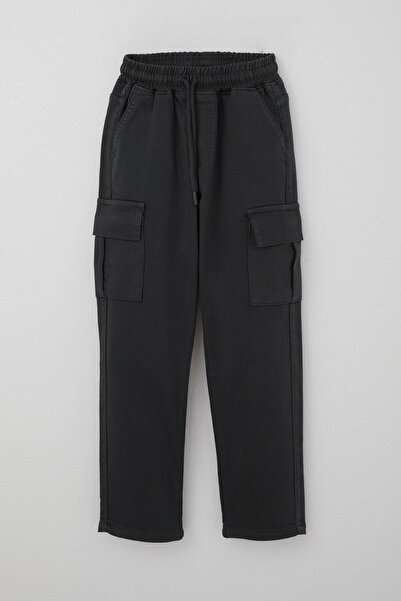 Breeze Erkek Çocuk Pantolon Kargo Cepli Beli Lastikli 6-10 Yaş, Füme