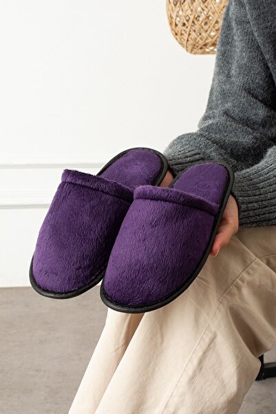 FUGA MODA Papuci de casă Velin cu păr în interiorul, închis în față