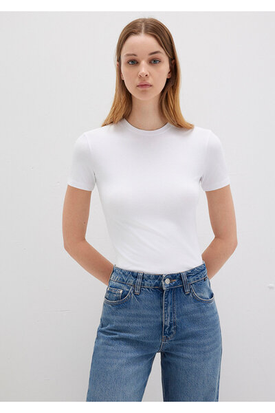 Mavi Lux Touch White Modal T-Shirt - Fitted Cut 1600963 -620