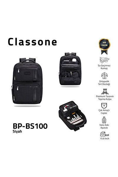 Classone BP-BS100 Business VIP B1 - Серія 15,6" WTX Pro Водонепроникний рюкзак для ноутбука з тканини - Чорний