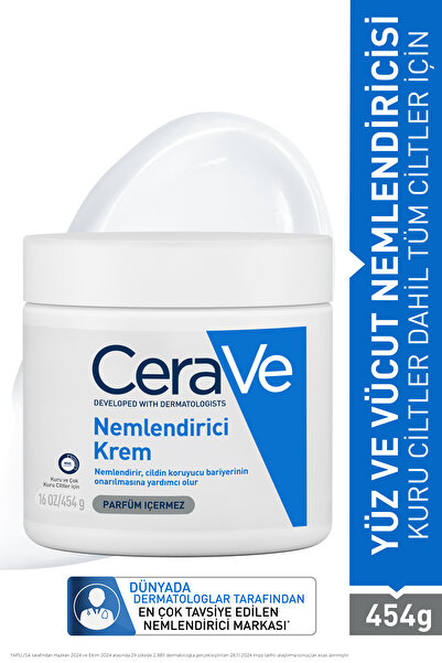 CeraVe Kuru Ciltler için Seramid & Hyalüronik Asit İçeren Nemlendirici Krem 454 gr