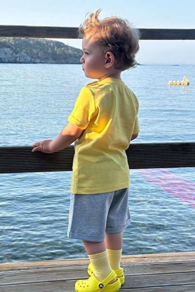 Breeze 1-4 Years Boy's Shorts Set - City Themed and Text Printed, Yellow