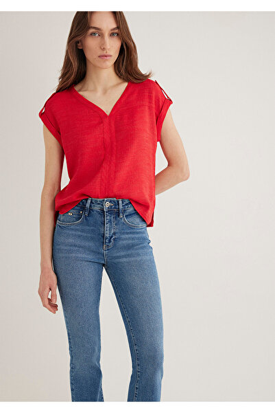 Mavi Rote Bluse mit V-Ausschnitt 122504-30648