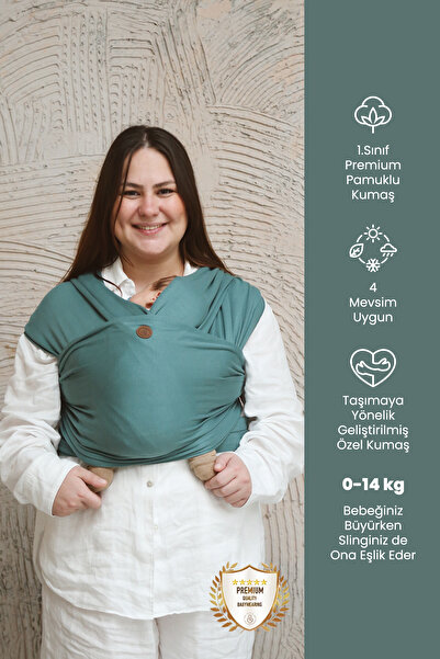 ilays beauty Premium Pamuklu Esnek Wrap Sling Yeni Nefti Yeşili (ÖZEL ÜRETİM KUMAŞ)