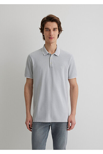 Mavi Graues Polo-T-Shirt mit Streifendetail, Slim Fit / Slim Fit 065900-34019