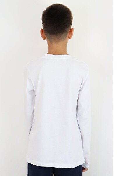 Breeze Λευκό μακρυμάνικο μπλουζάκι για αγόρι με στάμπα Ataturk 5-14 ετών