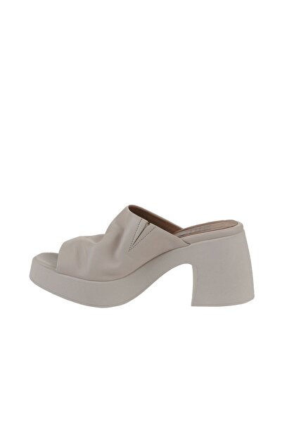 Bueno Shoes Cream Leather Women's Heeled Slippers 01Wy12200