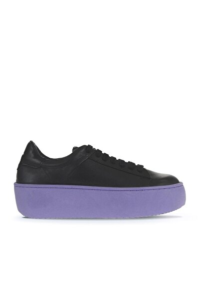 Bueno Shoes Purple Leather Black Women'sSneakers- 01wv5507