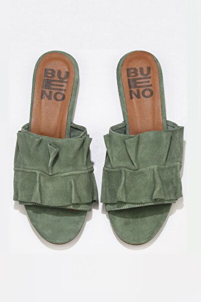 Bueno Shoes Ανοιχτό πράσινο σουέντ γυναικείες παντόφλες - 01wn1908