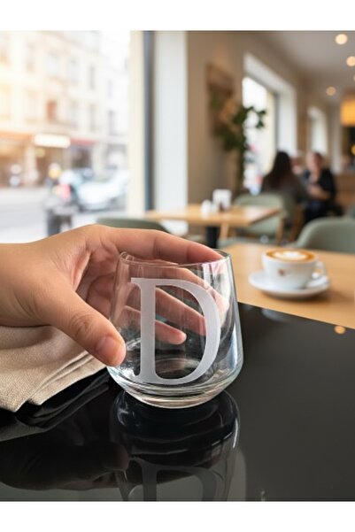 DECOSTYLE D Letter Laser Cut Non-Removable Glass Cup-Candle Holder-Pen Holder-Suitable for Use as a Mini Vase 1 Pc