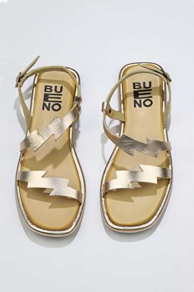 Bueno Shoes Κίτρινα Δερμάτινα Γυναικεία Flat Σανδάλια 01wu4101