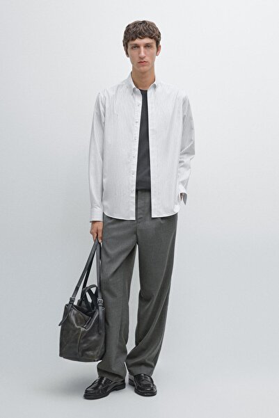 Massimo Dutti %100 pamuklu regular fit çizgili gömlek