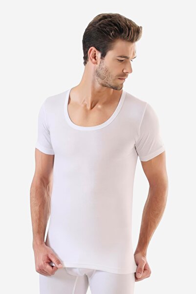 Arma Yıldız Men's Slim Fit White T-shirt - 100% Cotton, Crew Neck, Short Sleeve