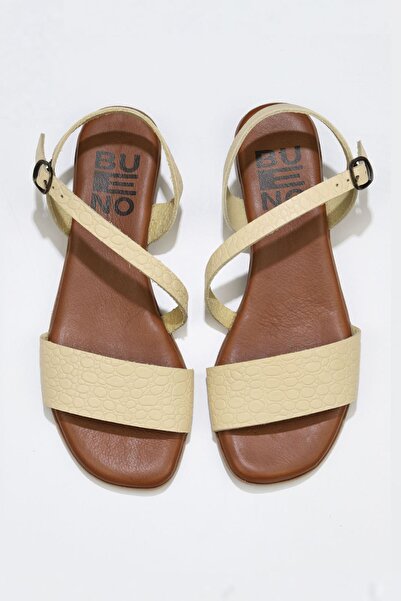 Bueno Shoes 01ws6012 Model Sandale de damă din piele galbenă