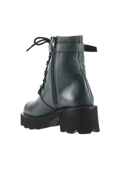 Bueno Shoes Zelené kožené dámské kotníkové boty na podpatku Flotter 01wt1707