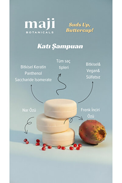 Maji Botanicals Suds Up, Buttercup! Doğal Katı Şampuan Frenk İnciri & Nar