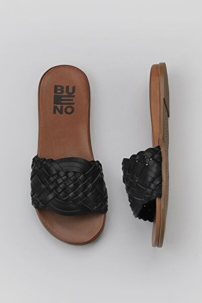 Bueno Shoes Siyah Deri Kadın Düz Terlik 01wu4233