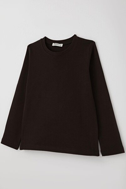 Breeze Boy's T-Shirt - Long Sleeve, Basic 4-8 Years, Bitter Brown