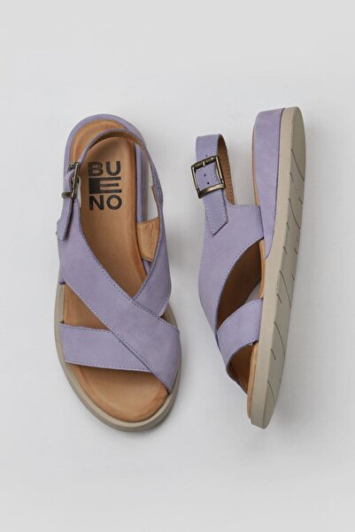 Bueno Shoes Γυναικεία Flat σανδάλια Nubuck Lilac - 01wy5102