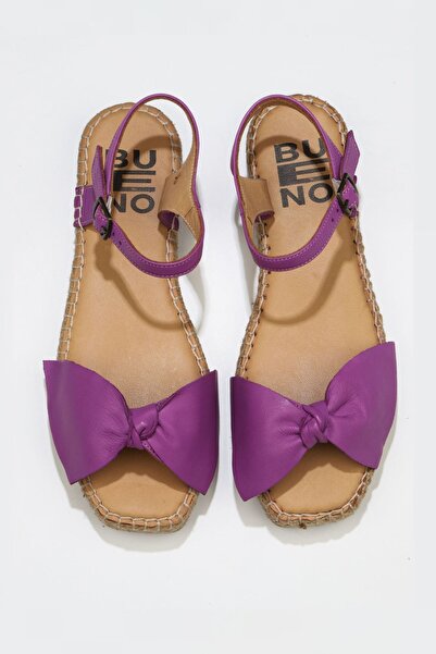 Bueno Shoes صندل إسبادريل نسائي من الجلد باللون الأرجواني 01wu5206