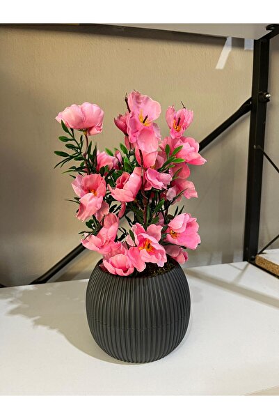 La bella bazar زهرة صناعية في وعاء من الحجر الطبيعي والطحلب وديكور زهور الطاولة مقاس متوسط