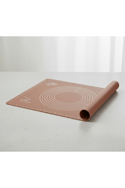 Silicolife Ölçülü Silikon Hamur Açma Matı, Pizza Baklava Börek Mantı Kek Hamuru Yoğurma Matı 40cmx50cm Kahve