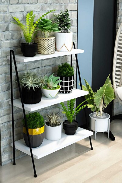 Armarks Tiffany Saksı Standı, 3 Katlı Saksı Standı, Ahşap Saksılık, 3 Katlı Ahşap Saksılık