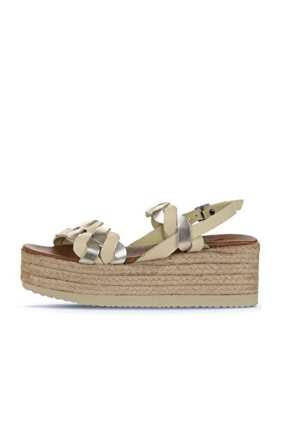 Bueno Shoes Yellow Shiny Leather Women's Wedge Heeled Espadrille Sandals 01Wu6119