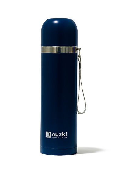 nuzki Stainless Steel Water Bottle 500ml Steel Vacuum Insulated Flask Black C...