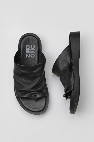 Bueno Shoes Siyah Deri Kadın Parmak Arası Terlik 01wy2910