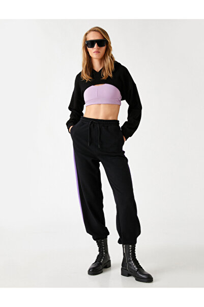 Koton Dicke, strukturierte Jogger-Jogginghose mit Streifendetail