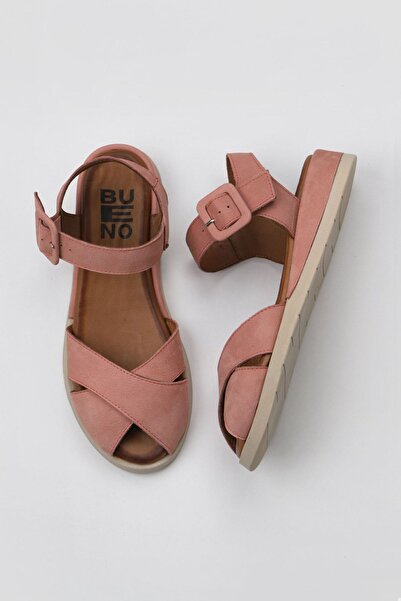 Bueno Shoes Sandale plate din nubuck pentru femei - roz 01wy5104