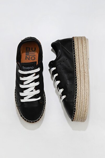 Bueno Shoes Μαύρα Flotter Δερμάτινα Γυναικεία Παπούτσια Espadrille 01wu5601