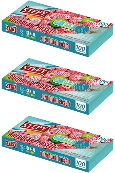 STEPY Çek-al Buzdolabı Poşeti 100 Lü Orta Boy 3 Adet