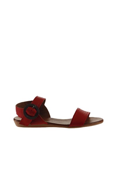 Bueno Shoes Κόκκινα Δερμάτινα Γυναικεία Flat Σανδάλια 01wu7417