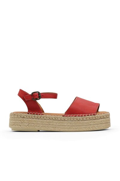 Bueno Shoes Red Leather Women's Espadrille Sandals 01Wq3515
