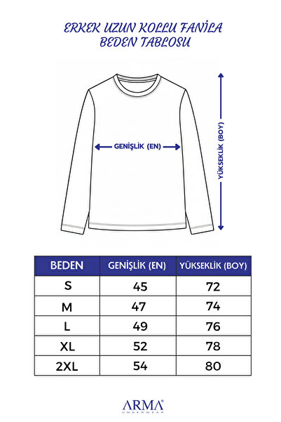 Arma Yıldız Ανδρικό μαύρο μπλουζάκι με μακρυμάνικο λαιμόκοψη, πακέτο 2 τεμαχίων, 100% βαμβάκι χτενισμένο