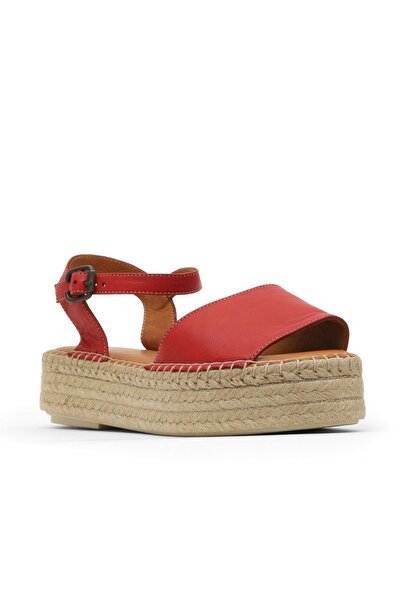 Bueno Shoes Red Leather Women's Espadrille Sandals 01Wq3515