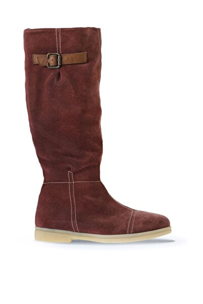Bueno Shoes Bordo Süet Kadın Düz Çizme 01wt3314