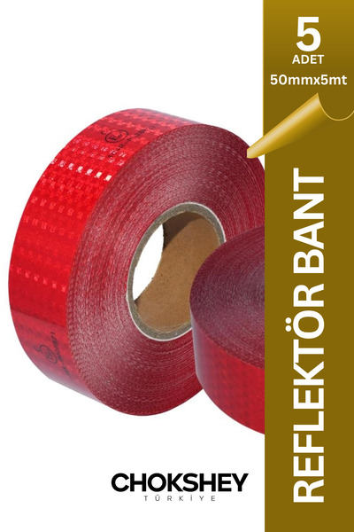 Onba Reflektör Bant Kırmızı Reflektif Bant İkaz Band 50mmx5mt 5 Adet