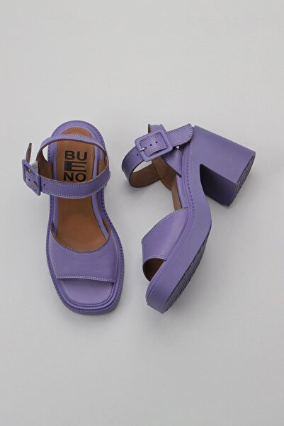 Bueno Shoes Sandale cu toc pentru femei din piele liliac 01wy12705