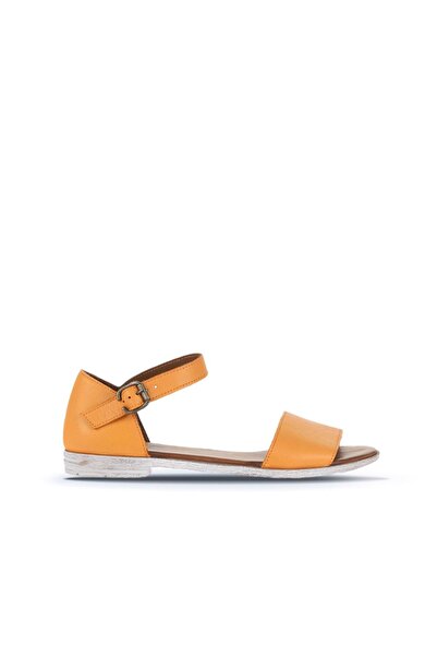 BUENO Shoes Orange Leather Women's Flat Sandals 01Wn5004
